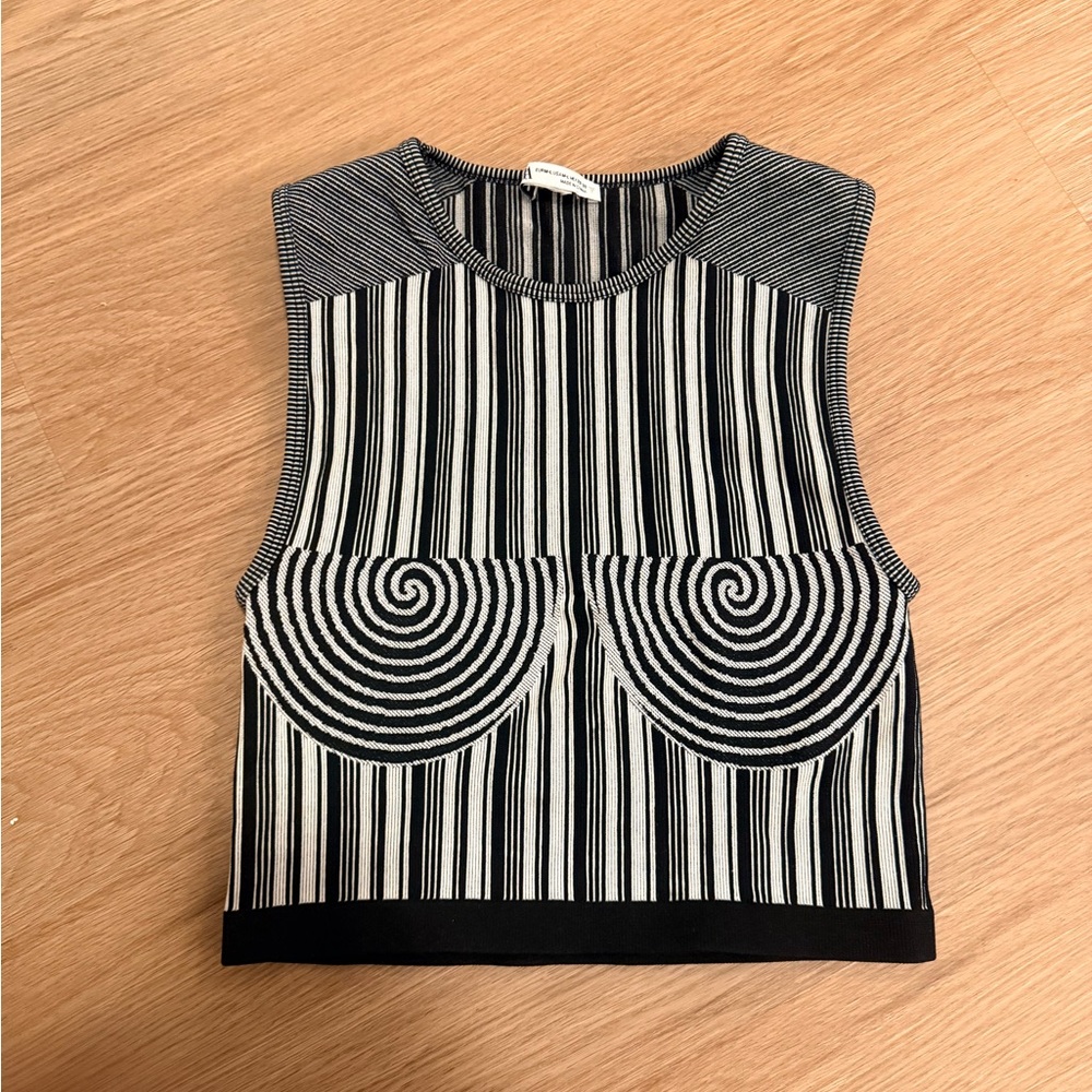 Zara Limited Edition Limitless Contour Spiral Pattern Tank Top M